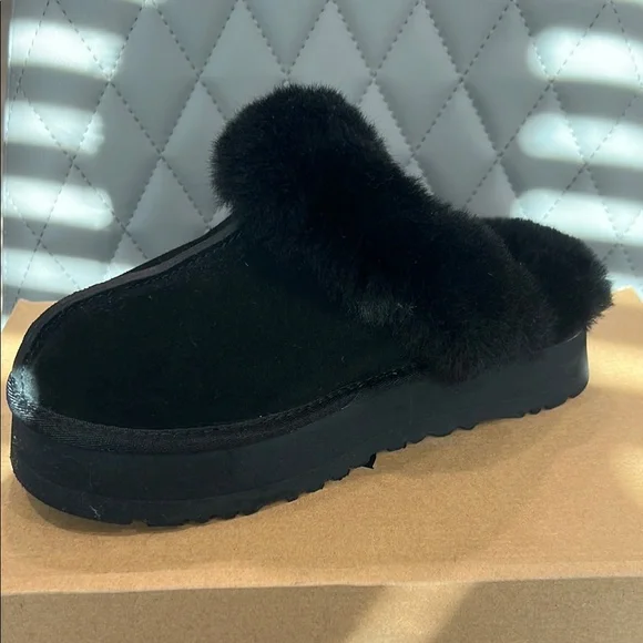 UGG Black Plush Lined Slippers - Picture 11 of 15
